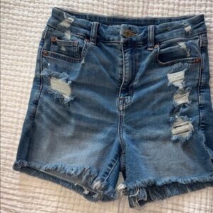 American Eagle Outfitters Blue Distressed Jean Shorts
